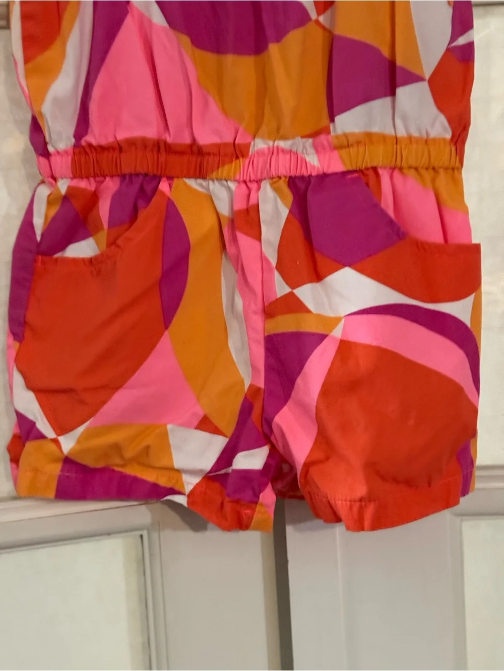 Gymboree Pink Orange Purple Geometric Cotton Romper